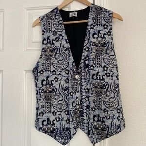 NWT Theo vintage tuxedo vest with beading.